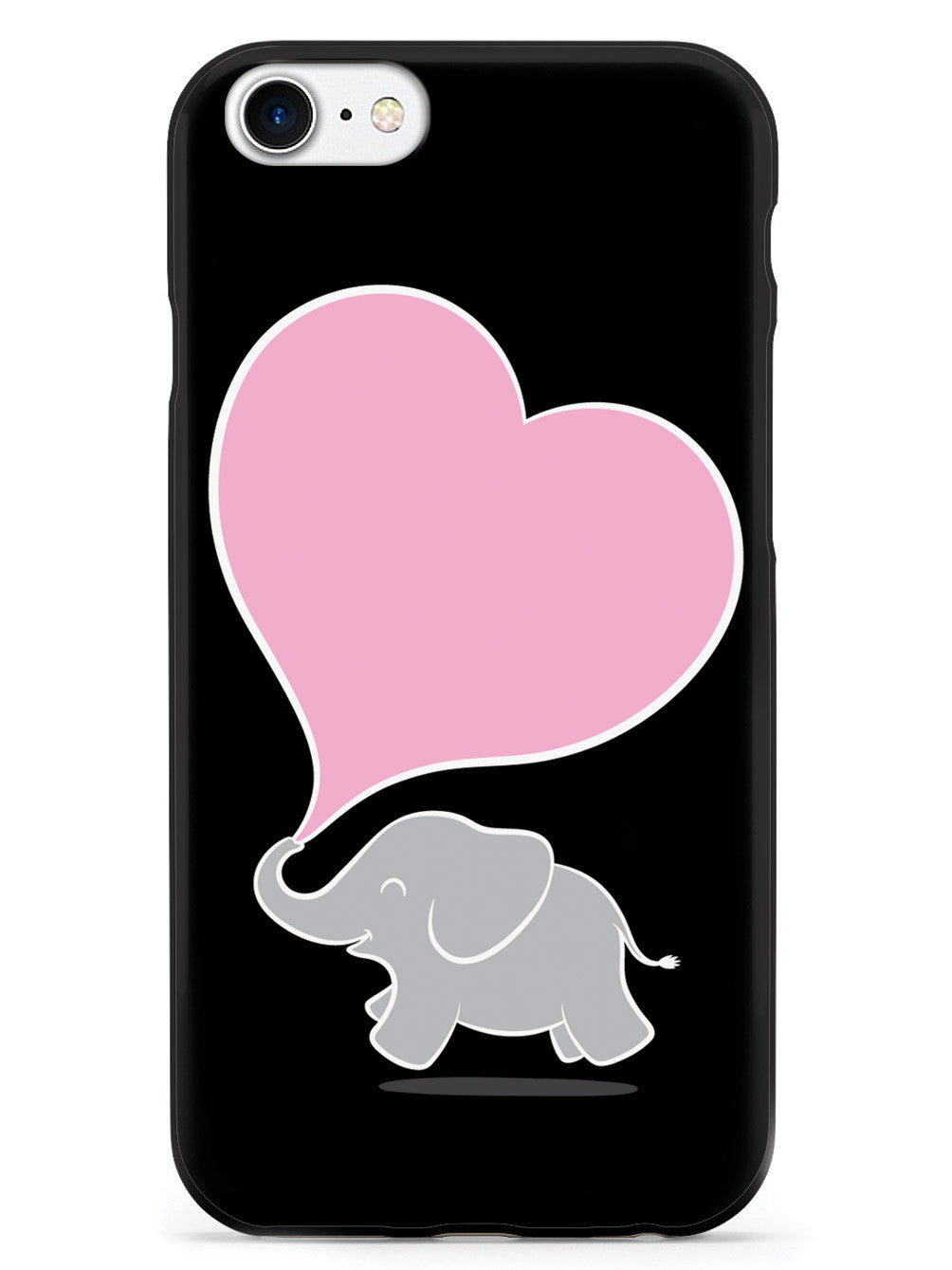 Cute Elephant - Pink Heart - Black Case