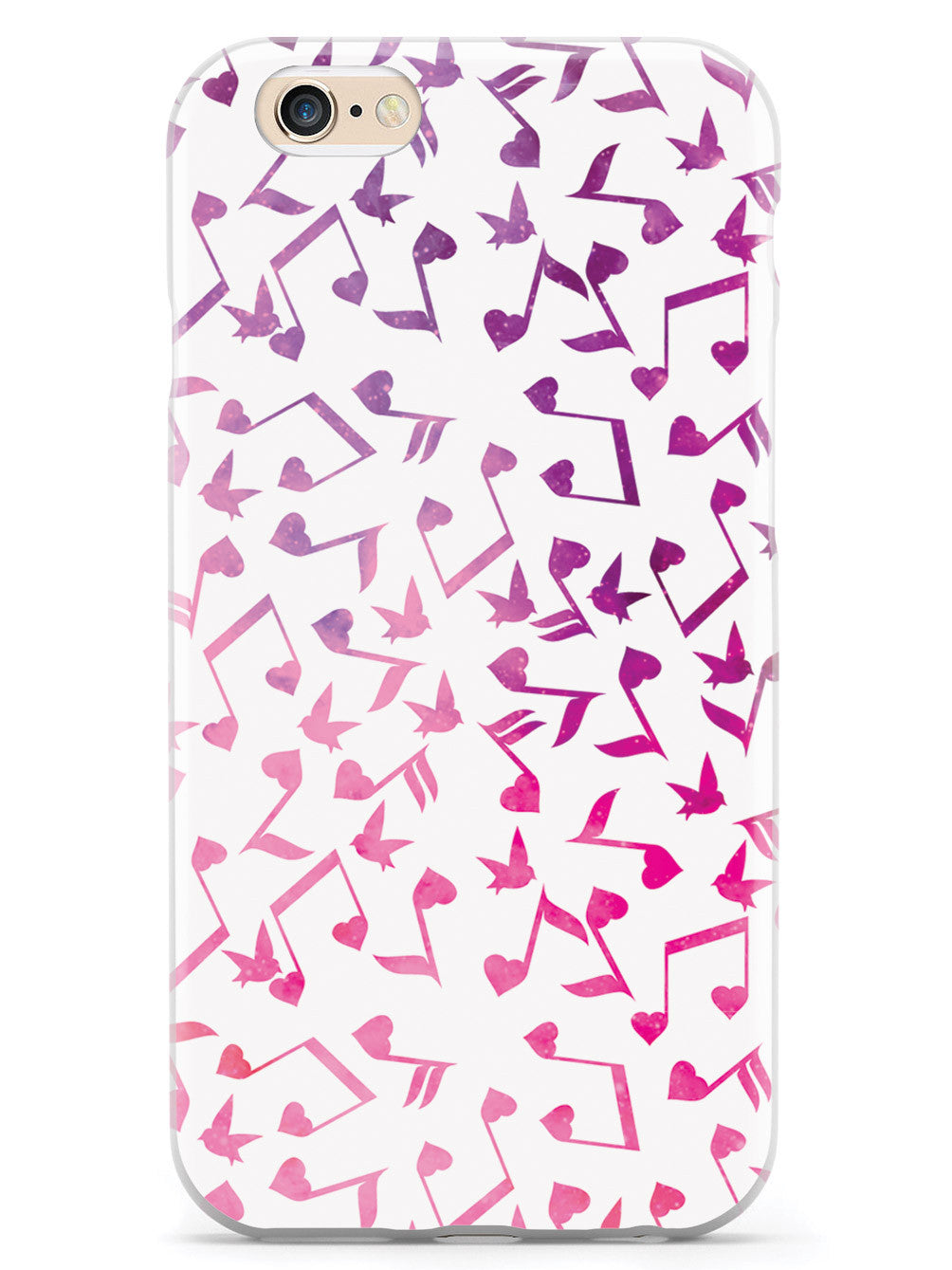 Heart Music Notes Pattern - Pink Watercolor - White Case