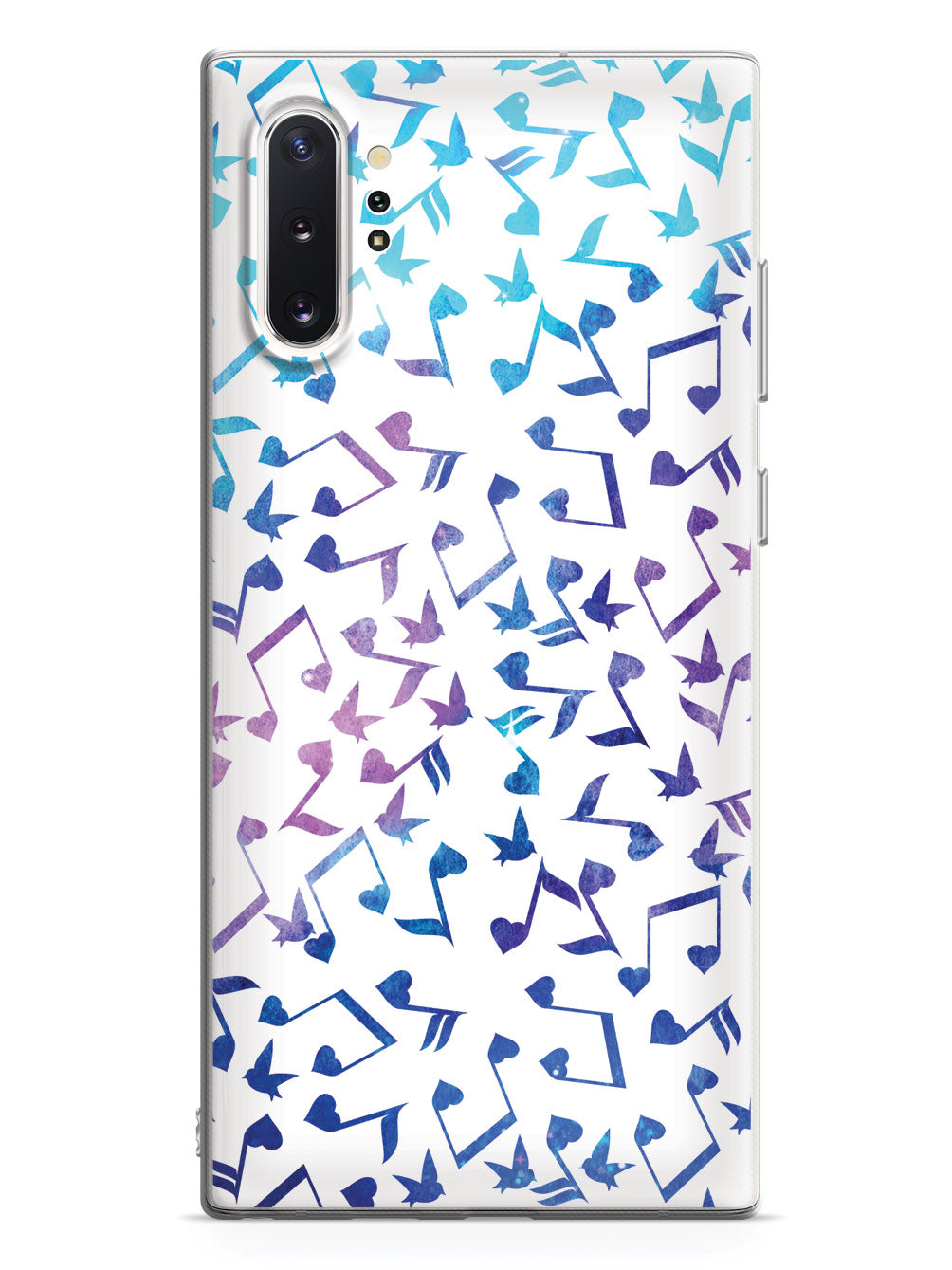 Heart Music Notes Pattern - Blue Watercolor - White Case