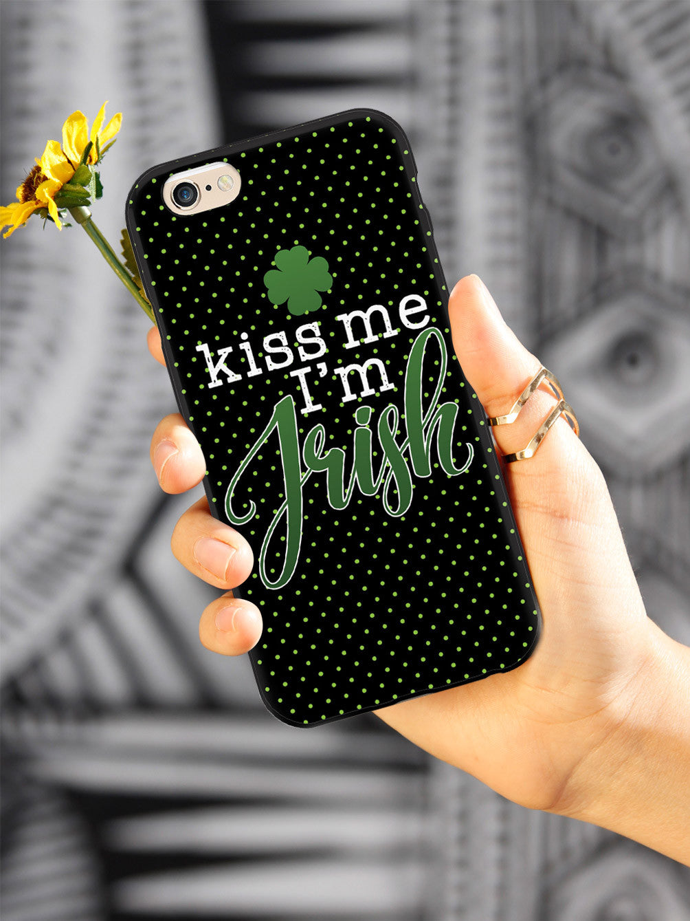 Kiss Me, I'm Irish - Polka Dots - Black Case