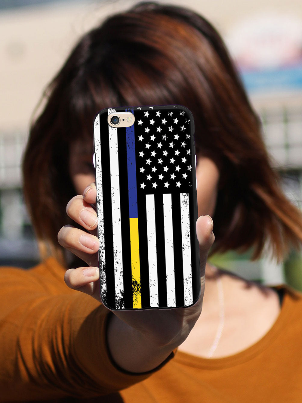Downward American Flag - Thin Blue Line & Thin Gold Line Case