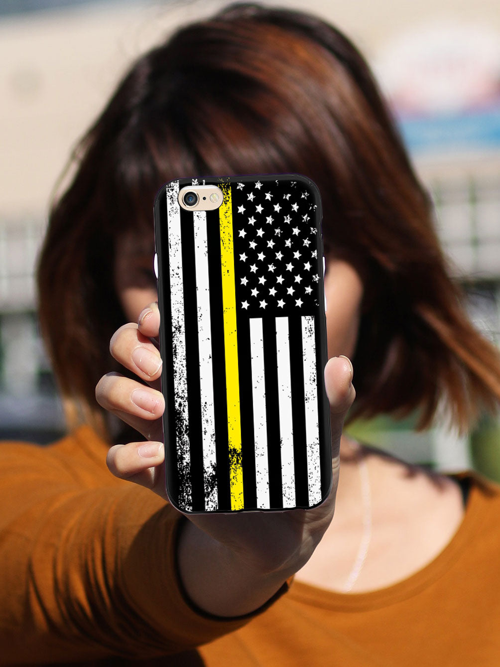 Downward American Flag - Thin Yellow Line Case