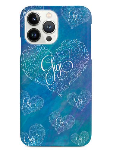Gigi Blue Doodle Heart Grandma  Case