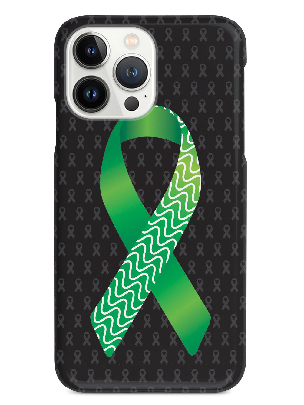 Green and Wavy Lines Awareness Ribbon - Black Case