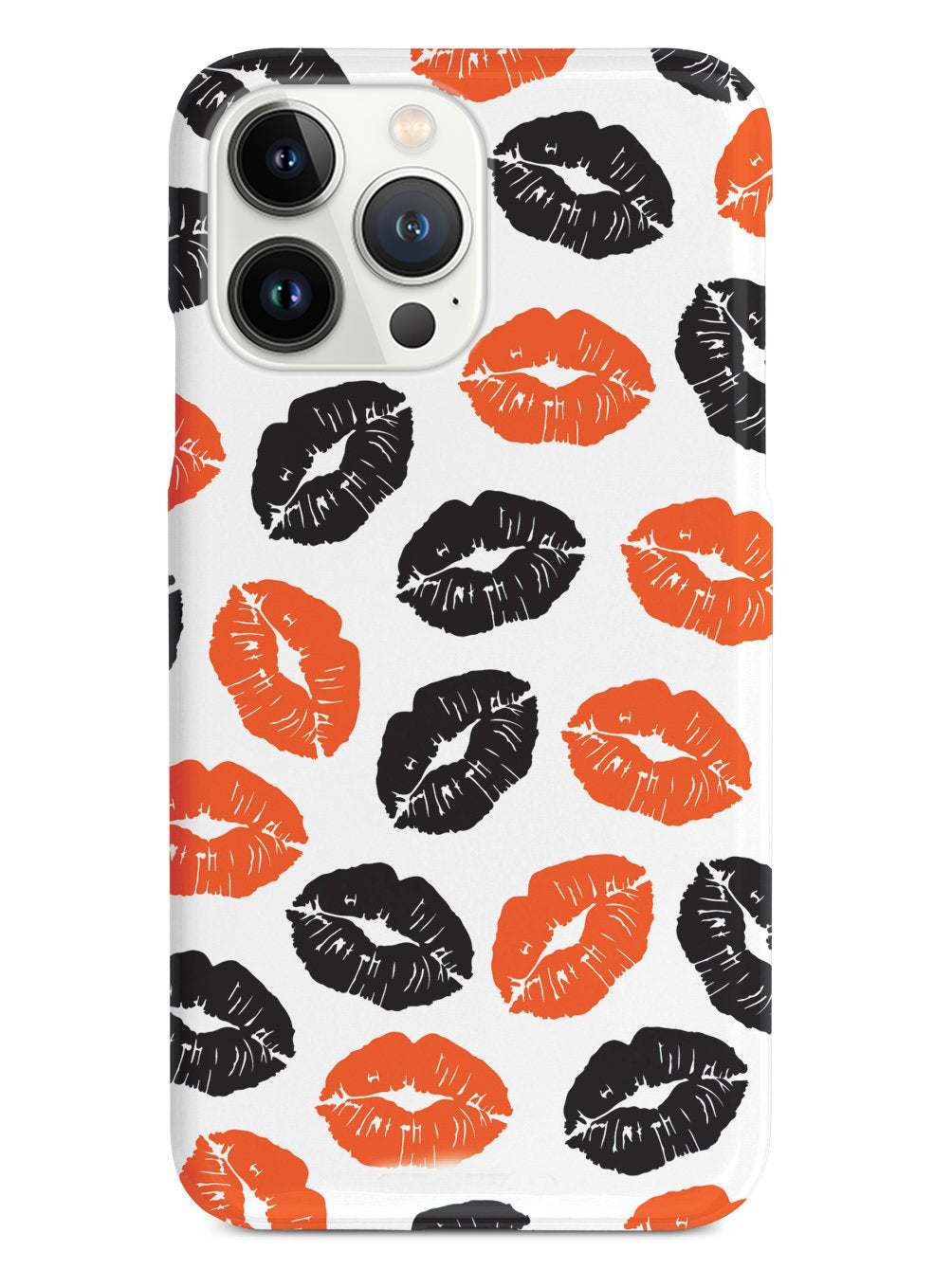Lip Print Pattern - Black & Orange Case