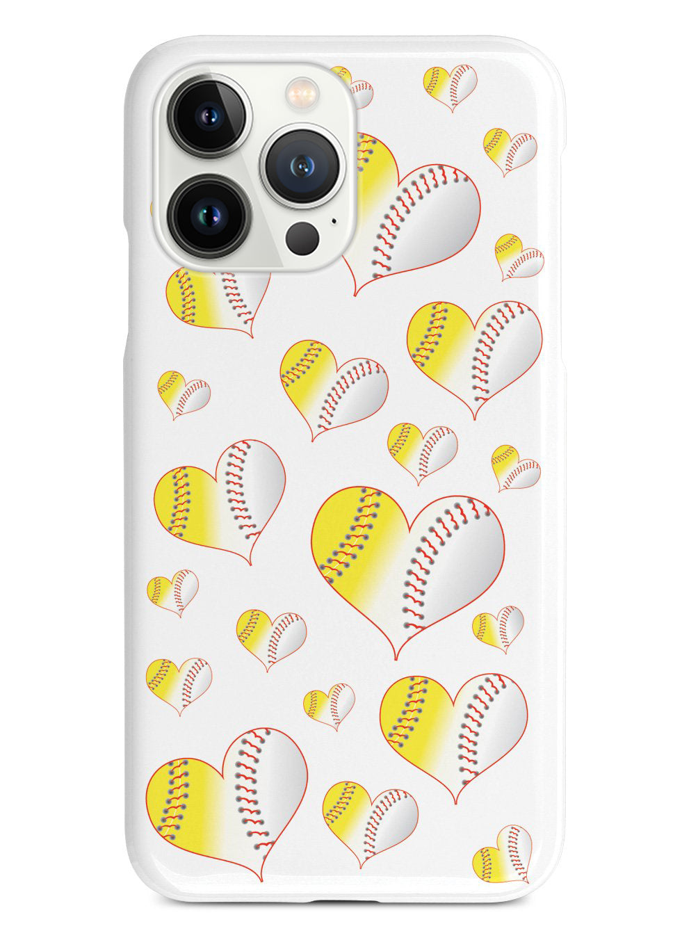 Baseball Softball Combo Hearts Pattern - White Case