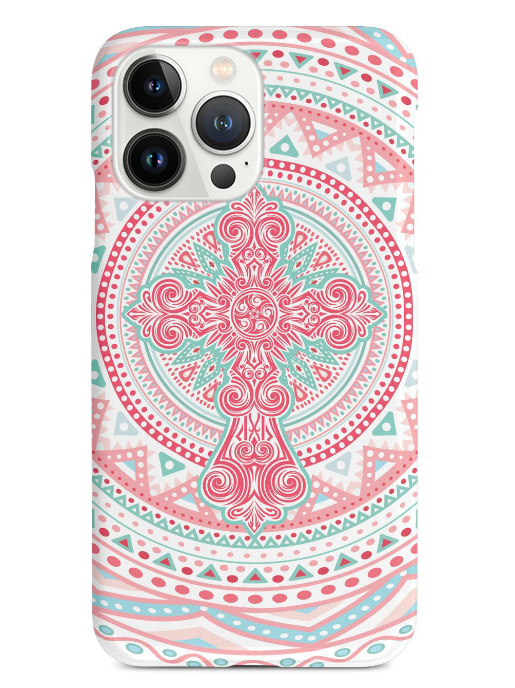 Ornate Cross - Coral and Mint Case