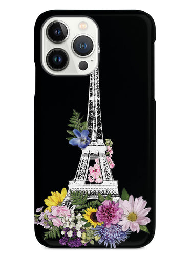 Eiffel Tower Drawing and Flowers - Black Case