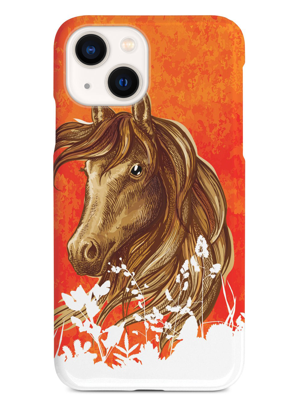 Watercolor Horse Illustration - Sunset Orange & Red Case