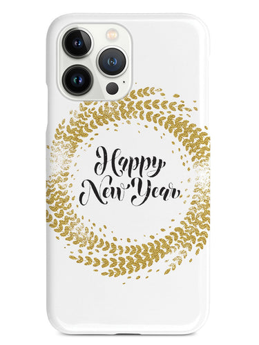 Happy New Year - Gold Leaf Circle - White Case