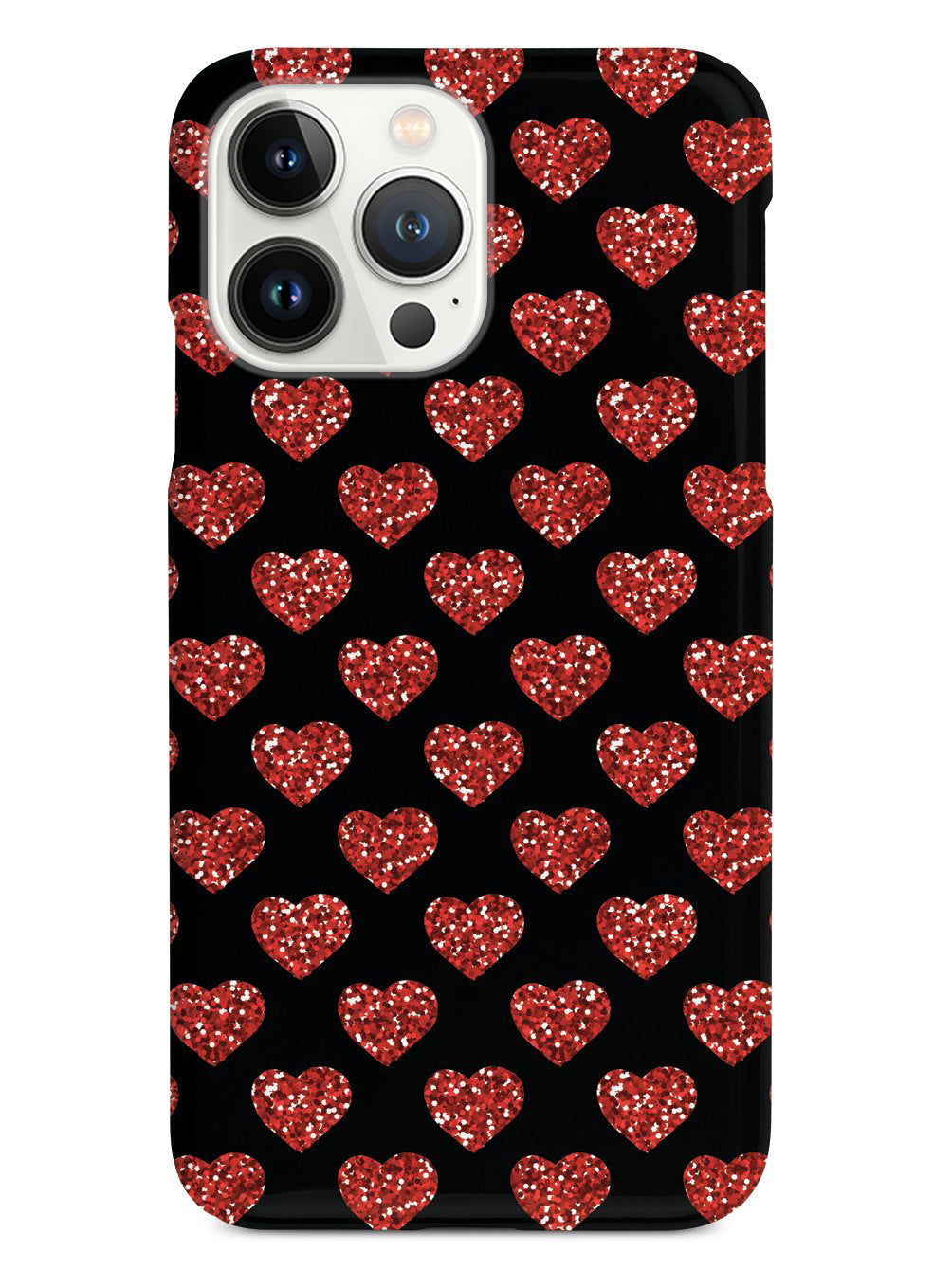 Red Glitter Heart Pattern - Black Case