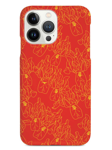 Yellow Flower Lineart Pattern - Black Case