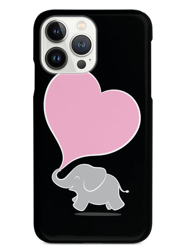 Cute Elephant - Pink Heart - Black Case