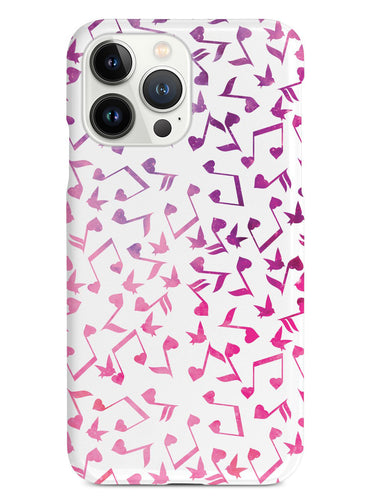 Heart Music Notes Pattern - Pink Watercolor - White Case