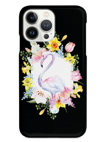 Flamingo Spring Flowers - Black Case
