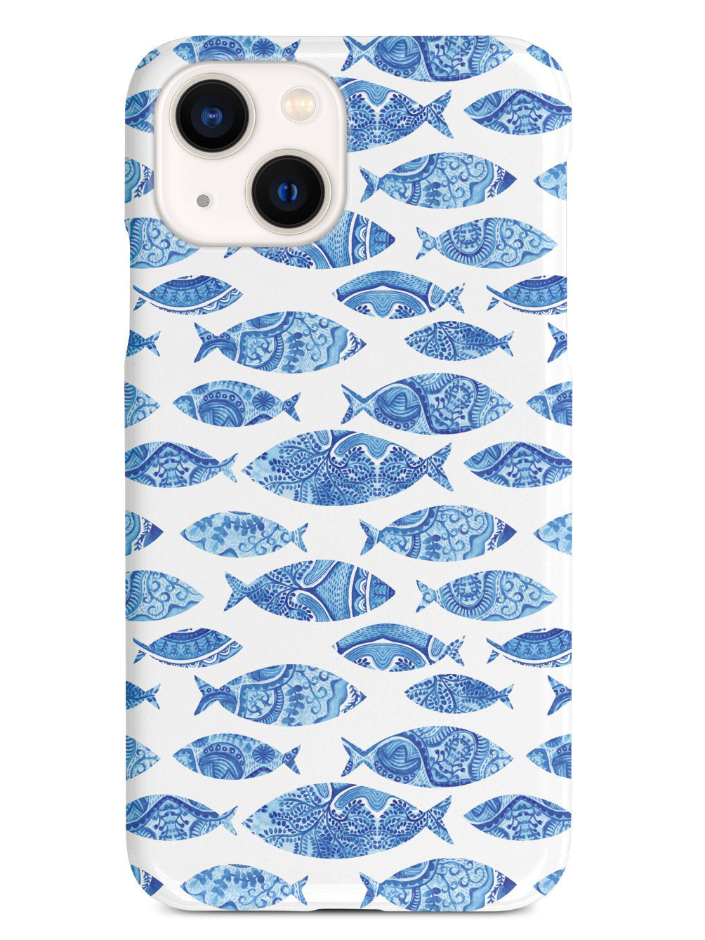 Ocean Blue Fish Fabric Pattern - White Case